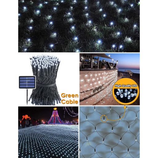 DIWUJI 204 LED sieťová svetelná reťaz 3 m x 2 m, solárne napájanie a USB, vianočná dekorácia