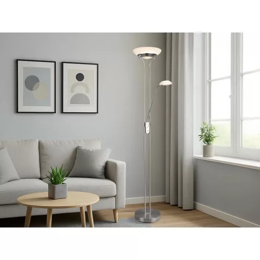 RL LIVE YOUR LIGHT Orson LED álló lámpa nikkel matt üveg alabásterfehér dimmeres - Matte Nickel