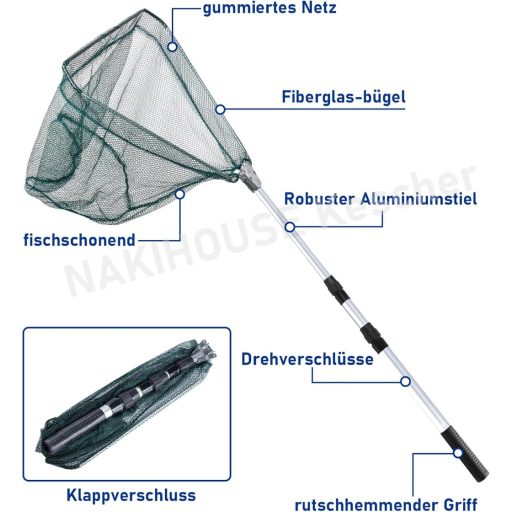 NAKIHOUSE Teleskopická sieťka na ryby, motýle a vtáky, odolná