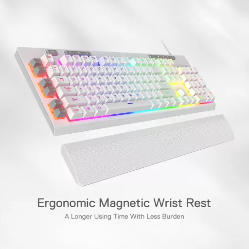 Tastatură gaming Redragon K512 Shiva albă, RGB LED, cu membrană, QWERTY