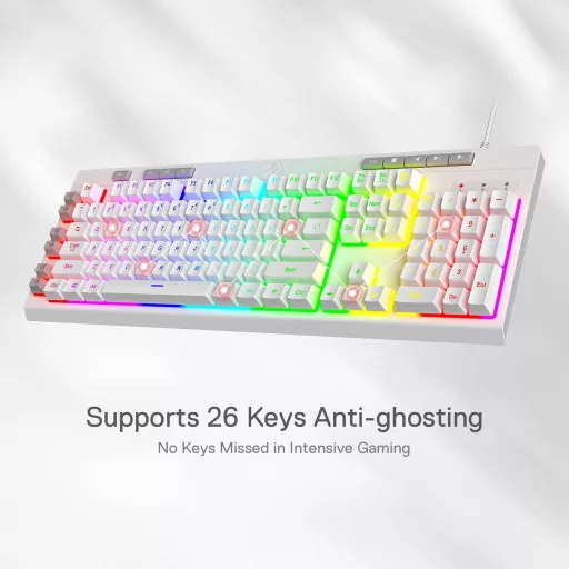 Tastatură gaming Redragon K512 Shiva albă, RGB LED, cu membrană, QWERTY
