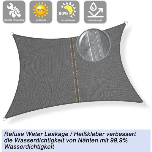 Sunnylaxx Napvitorla Téglalap Alakú 4x5m Antracit Vízálló Árnyékoló Poliészter UV Védelem Kert Terasz