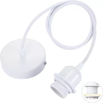   Závesné svietidlo Linkind E27 s textilným káblom, 100 cm nastaviteľné, biele závesné svietidlo