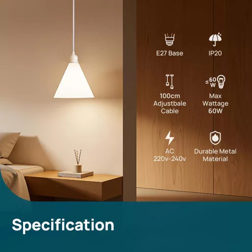 Závesné svietidlo Linkind E27 s textilným káblom, 100 cm nastaviteľné, biele závesné svietidlo