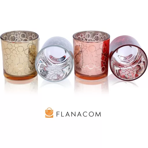 Flanacom Teafény Pohár Szett Üvegből Teafényekkel – Elegáns Gyertyatartó Dekoráció