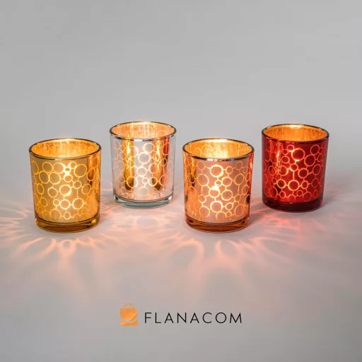Flanacom Set čaša za lučice s lučicama od stakla – elegantna dekoracija svijećnjaka