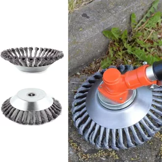   LADAMI Gyomtalanító Drótkefe 200x25,4mm - Univerzális Fűkaszához, Bozótvágóhoz, 38 Fonott Acélszál, Kompatibilis Husqvarna, Dolmar, Echo Gép