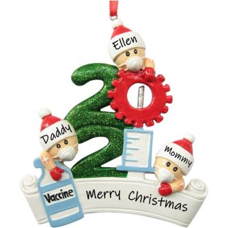   Személyre szabható 3D Karácsonyfa Dísz, 2021 Oltási Emlék, Családi Mikulás Medál Készlet
