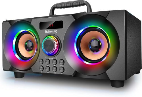 Boxă Bluetooth 60W Portabilă cu Subwoofer, Radio FM, Lumini LED Colorate, Rază de Acțiune 30m, Bluetooth 5.0 Sunet Stereo Wireless