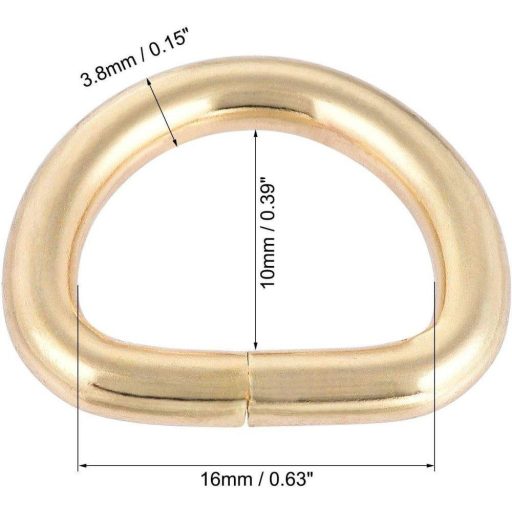 100 darab 16 mm-es fém D-gyűrű csat
