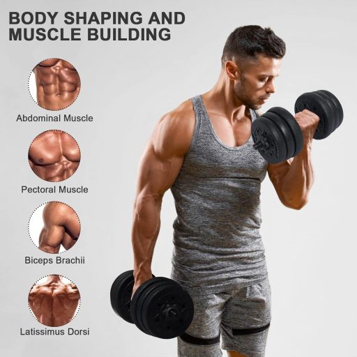 Set gantere 2 în 1, ajustabile, cu mâner anti-alunecare și cleme de blocare spinlock.