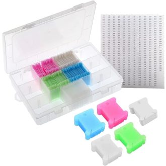   YIXISI 150 kom Šarenog konca za vezenje s kutijom za pohranu špula i setom naljepnica za numeriranje
