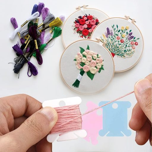 YIXISI 150 kom Šarenog konca za vezenje s kutijom za pohranu špula i setom naljepnica za numeriranje