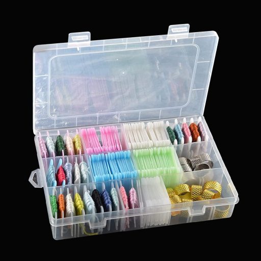 YIXISI Set 150 fire de brodat colorate, cu bobine, cutie de depozitare și set de etichete numerotate