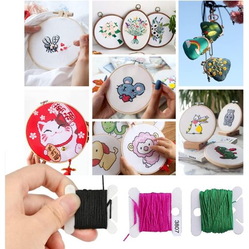 YIXISI Set 150 fire de brodat colorate, cu bobine, cutie de depozitare și set de etichete numerotate