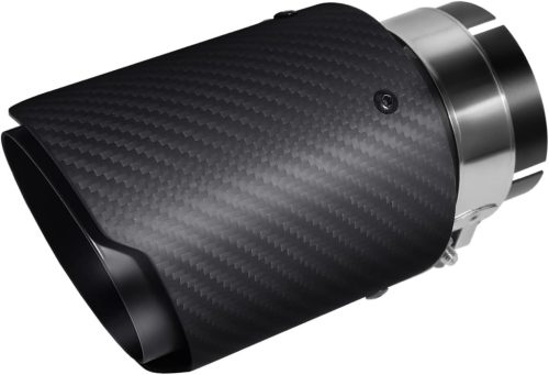 Krtopo 63mm-es matt fekete kipufogóvég - rozsdamentes acél és szénszálas, 2,5"-3,5" átmérő