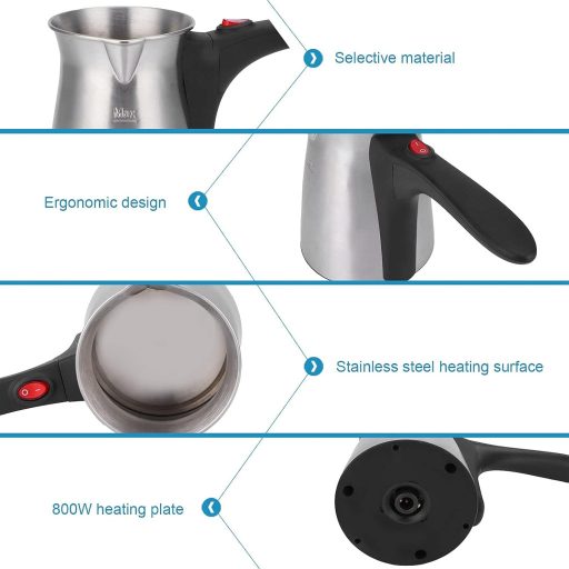 Gaeirt Elektromos Kávéfőző Török Kávé Készítéshez, Rozsdamentes Acél, Egyenletes Hőeloszlás, 500ml, 800W, Otthonra Irodába