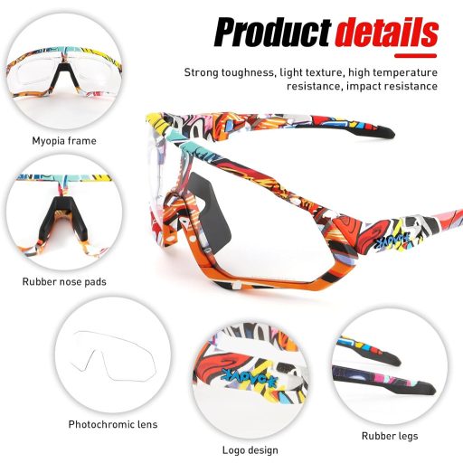 KAPVOE Fotokróm Kerékpáros Napszemüveg TR90 Kerettel Férfiaknak és Nőknek