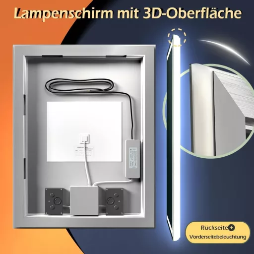 GANPE LED Érzékelős Fürdőszobai Tükör Bluetooth 50x70cm Páramentesítő Fali