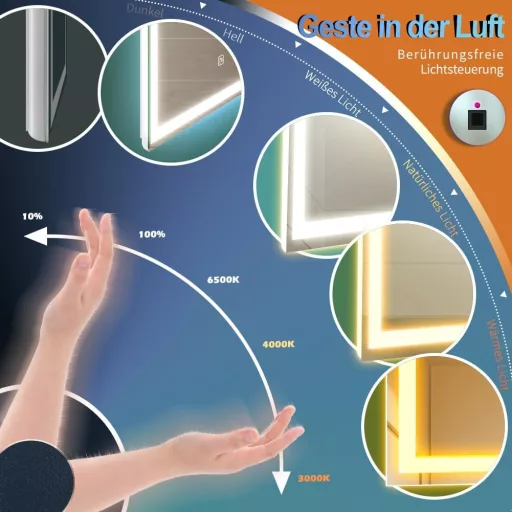 GANPE LED Érzékelős Fürdőszobai Tükör Bluetooth 50x70cm Páramentesítő Fali