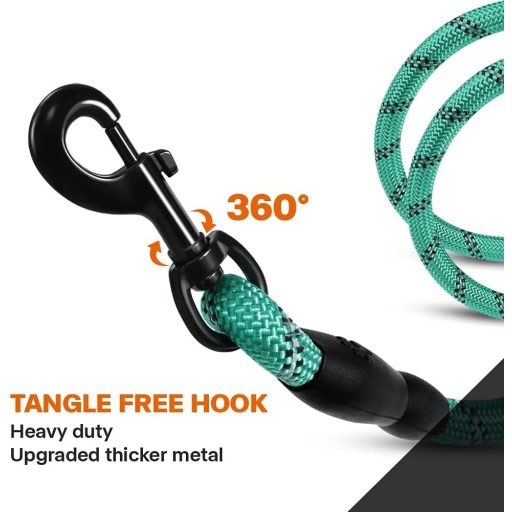 Zgardă pentru câini Taglory, 180 cm, nailon moale, cu bandă reflectorizantă, pentru câini de talie medie, turcoaz