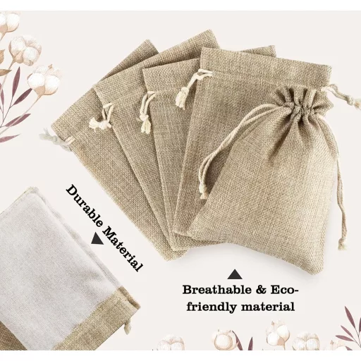 ilauke 30 db Juta Ajándéktasak 13x18 cm Zsinórral Ékszer Esküvő Karácsony
