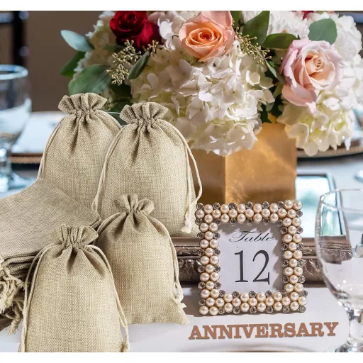 ilauke 30 db Juta Ajándéktasak 13x18 cm Zsinórral Ékszer Esküvő Karácsony