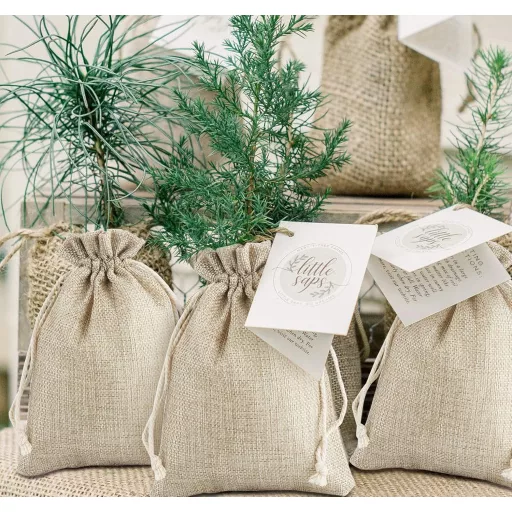 ilauke 30 db Juta Ajándéktasak 13x18 cm Zsinórral Ékszer Esküvő Karácsony