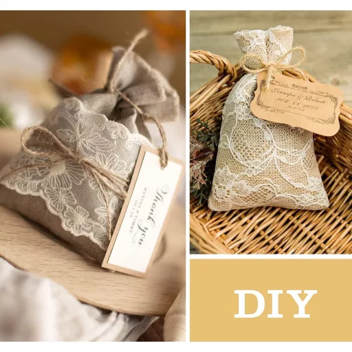 ilauke 30 db Juta Ajándéktasak 13x18 cm Zsinórral Ékszer Esküvő Karácsony