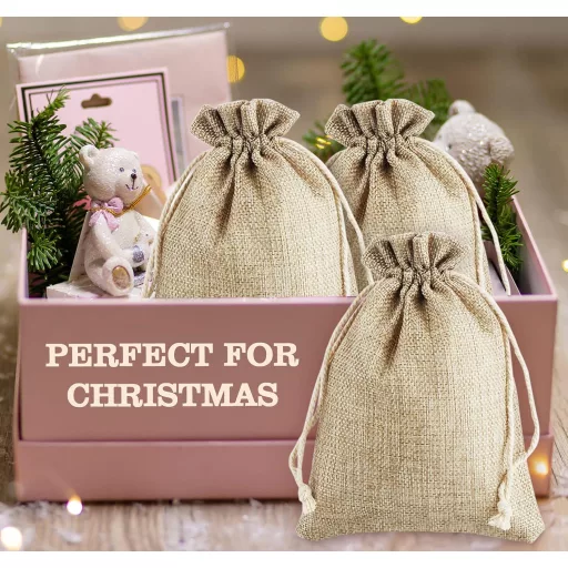ilauke 30 db Juta Ajándéktasak 13x18 cm Zsinórral Ékszer Esküvő Karácsony