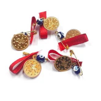   Perlin Nazar Boncuk Kék Szem Szerencse Amulettek Arany Fém Gyöngyökkel, Biztosítótűvel és Zsinórral, 100 Darabos Csomag