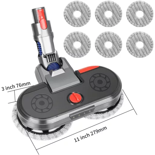 Adaptor mop electric DrRobor pentru aspiratoare Dyson V15 V11 V10 V8 V7 - Cu rezervor de apă integrat, iluminare LED și cap lavabil