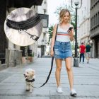 Állítható kutyahám puha párnázott pórázzal, Fekete L-es méretben, Póráz hossza: 100 cm - 151 cm (max. 165 cm)