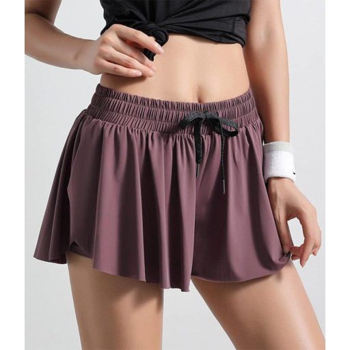 Fialové XXL dámske 2 v 1 šortky na jogu a beh