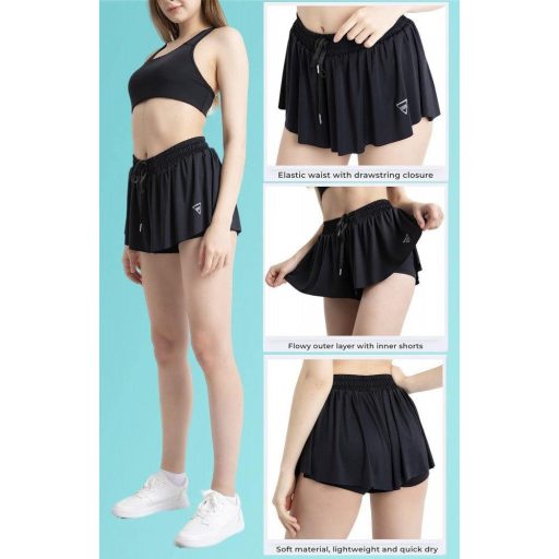 Fialové XXL dámske 2 v 1 šortky na jogu a beh