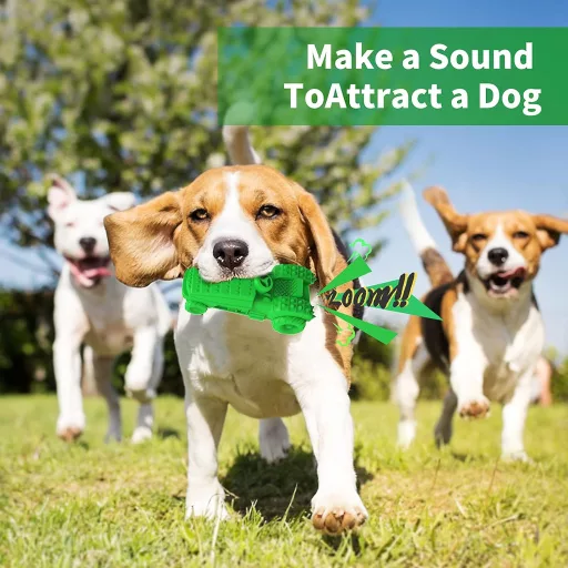 Jucărie rezistentă pentru mestecat MASBRILL pentru câini - Verde, cauciuc natural, pentru îngrijirea dentară, cu scârțâit