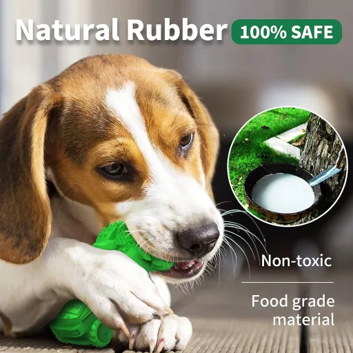 Jucărie rezistentă pentru mestecat MASBRILL pentru câini - Verde, cauciuc natural, pentru îngrijirea dentară, cu scârțâit