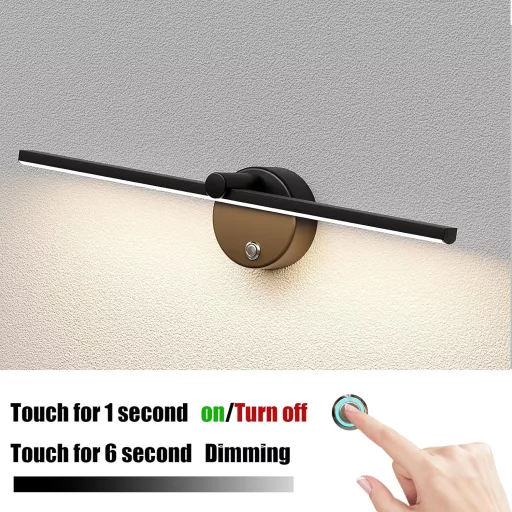 LANMOU 41 cm LED fürdőszobai tükör lámpa fekete IP44 érintésérzékeny dimmer