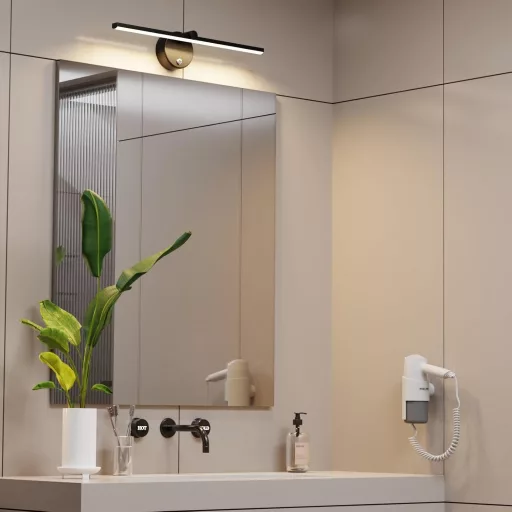 LANMOU 41 cm LED fürdőszobai tükör lámpa fekete IP44 érintésérzékeny dimmer