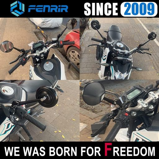 Oglindă Retrovizoare Motocicletă FENRIR Omologată Anti-Reflex Negru Retro CNC