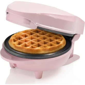   Bestron Mini Gofrisütő Klasszikus Gofrihoz, Tapadásmentes Bevonattal, Retro Design, 550W, Rózsaszín