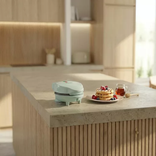 Bestron Mini Gofrisütő Retro Design Menta Színben 550W Antilengő Bevonattal