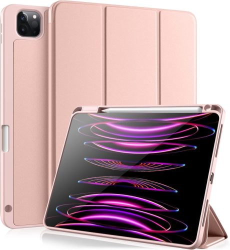 Vobafe iPad Pro 11" Védőtok 2018-2022 Modellekhez - TPU Rugalmas Hátlap, Ceruza Tartóval, Automatikus Alvás/Ébresztés Funkcióval - Rózsaaran