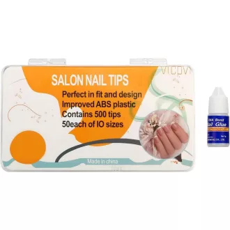   Vtrem 550-dielna sada prírodných polkruhových nálepiek na umelé nechty s lakom