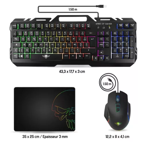 Spirit of Gamer Pro-MK5 3in1 Gaming szett - RGB billentyűzet, egér, mousepad