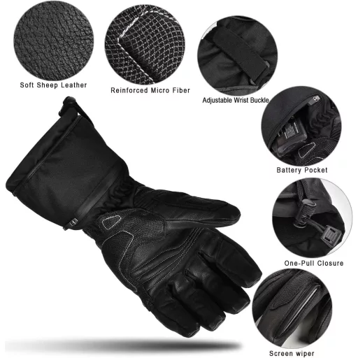 Mănuși încălzite pentru motocicletă SNOW DEER, mărimea S, reîncărcabile cu baterie, piele impermeabilă, mănuși unisex de iarnă pentru motociclism, schi, ciclism