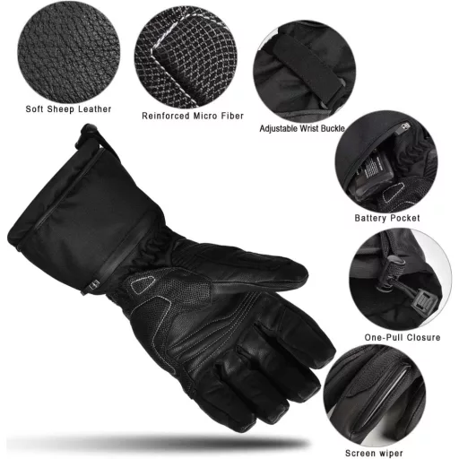 Mănuși încălzite pentru motocicletă SNOW DEER, mărimea S, reîncărcabile cu baterie, piele impermeabilă, mănuși unisex de iarnă pentru motociclism, schi, ciclism