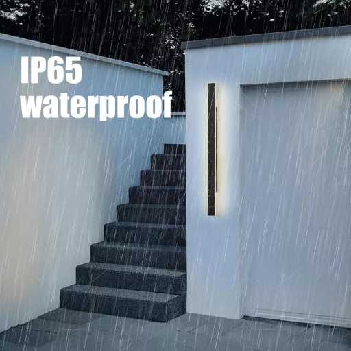 HMAKGG 120 cm Vanjska zidna svjetiljka IP65 Vodootporna Topla bijela 3000K Crna