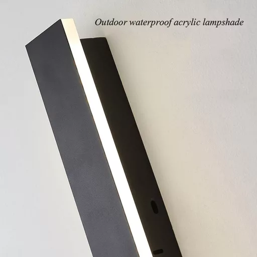 HMAKGG 120 cm Vanjska zidna svjetiljka IP65 Vodootporna Topla bijela 3000K Crna