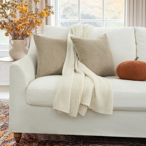 Topfinel 2 ks menčestrových obliečok na vankúš, taupe, 40x40 cm, mäkké, dekoratívne